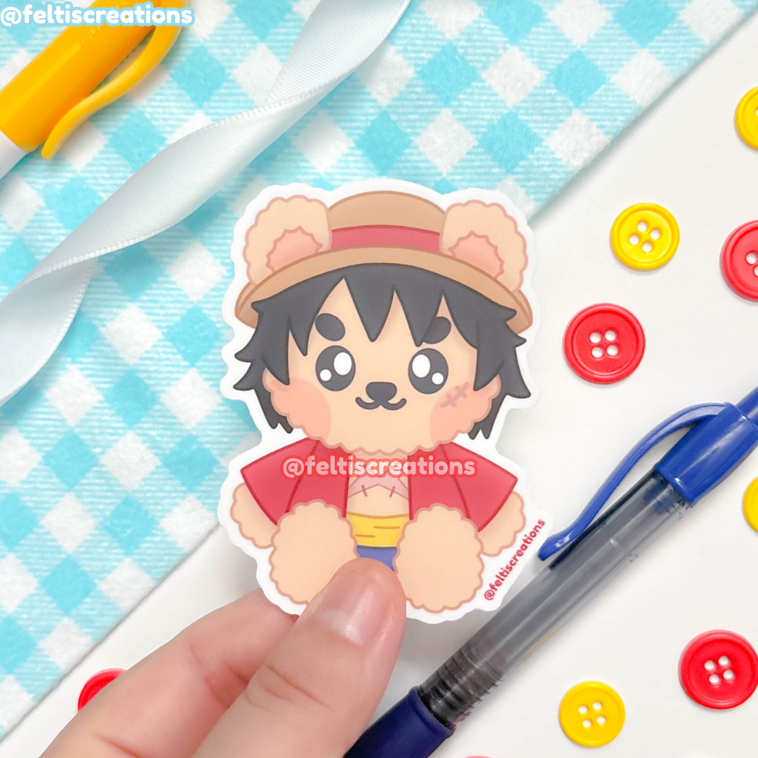 Carefree Pirate Teddy Vinyl Stickers