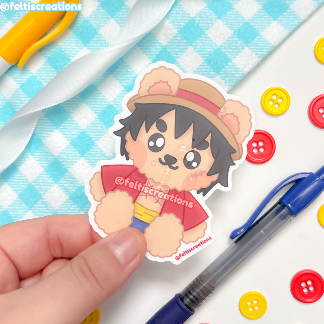 Carefree Pirate Teddy Vinyl Stickers