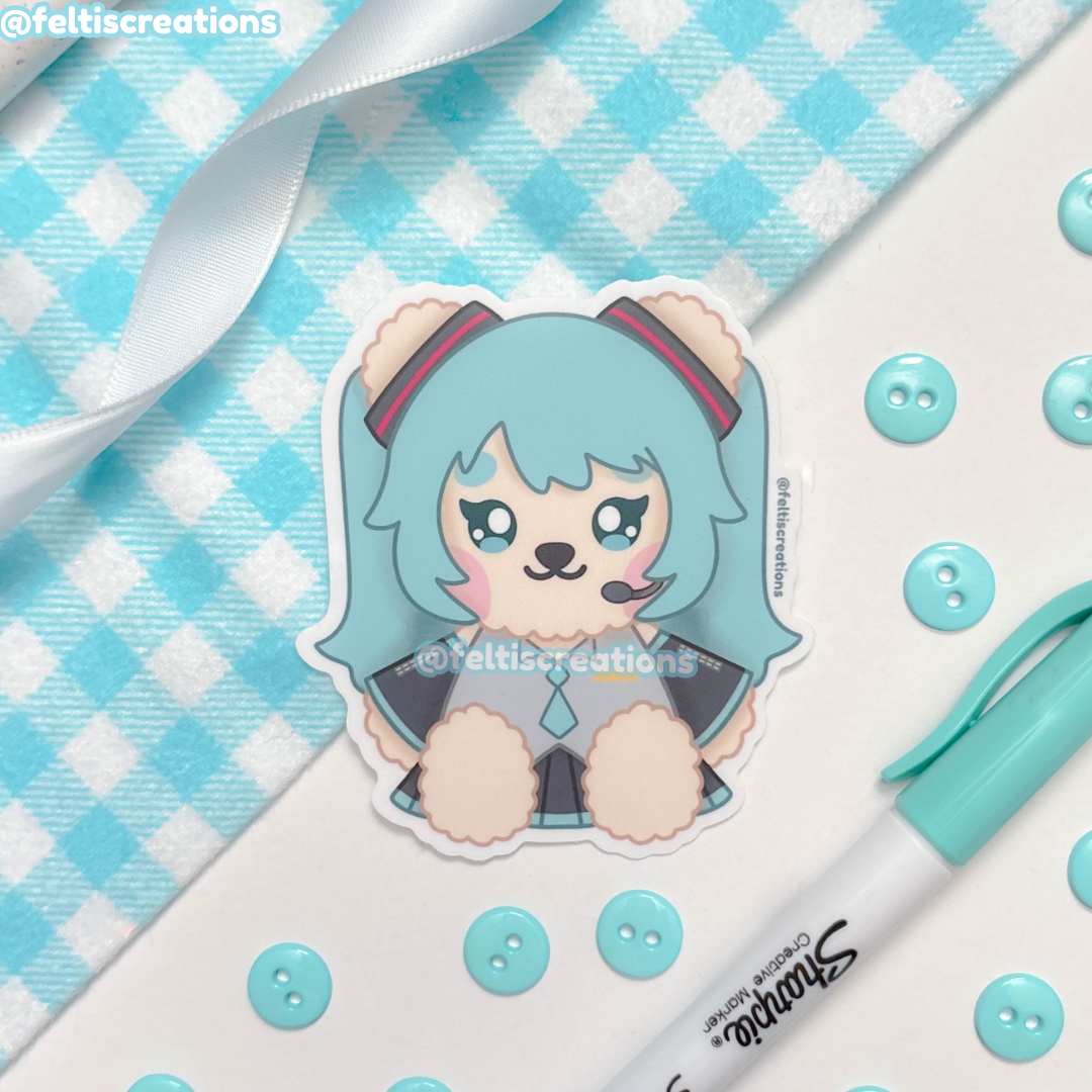 Blue-Haired Digital Idol Teddy Stickers
