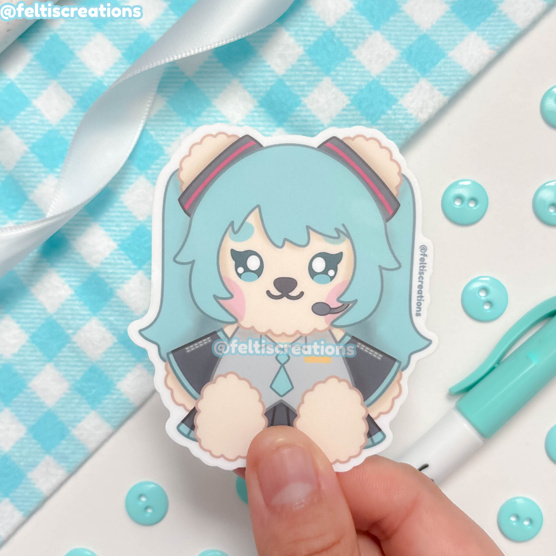 Blue-Haired Digital Idol Teddy Stickers