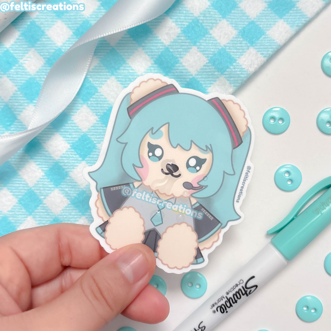 Blue-Haired Digital Idol Teddy Stickers