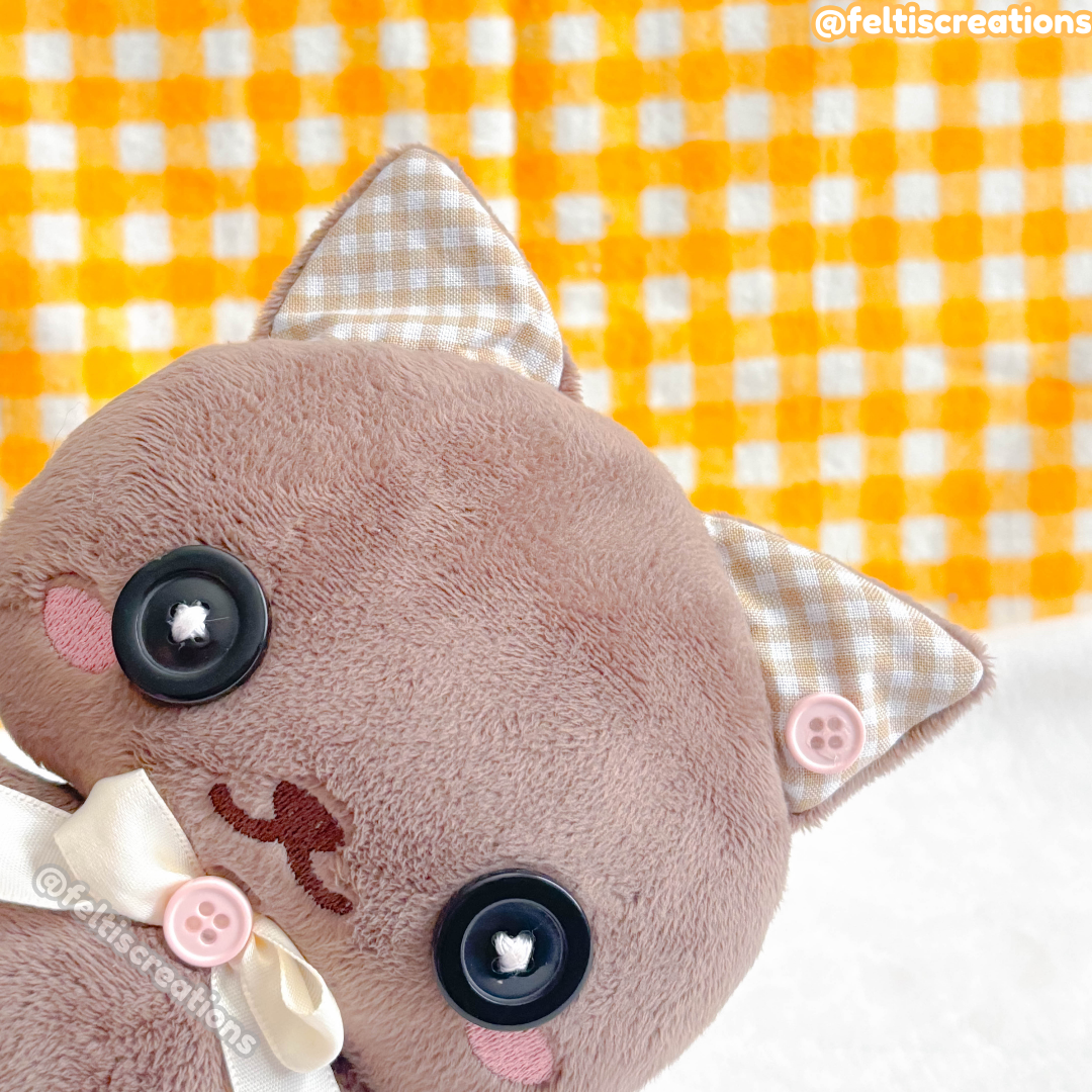 Button Pals Plushies - Milk Chocolate Gingham