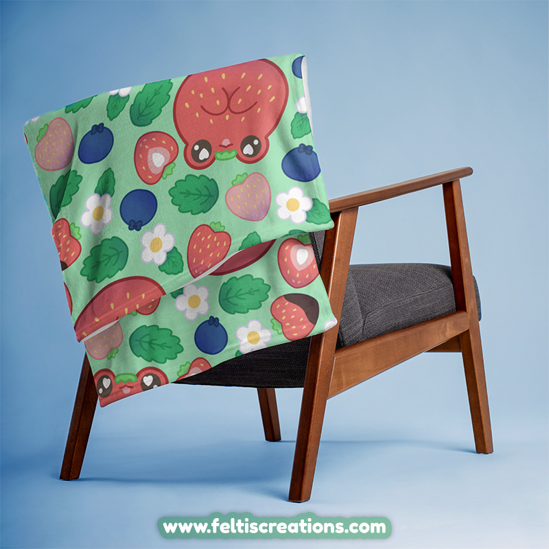 Strawberry Frog Throw Blanket