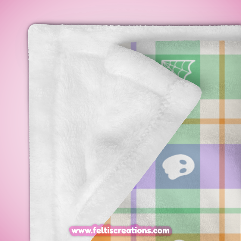 Spooky Buffalo Plaid - White Throw Blanket