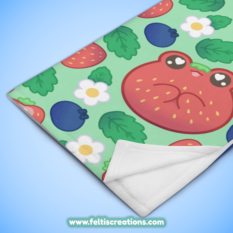Strawberry Frog Throw Blanket