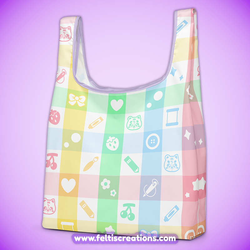 Patches Plaid Shopping Bag