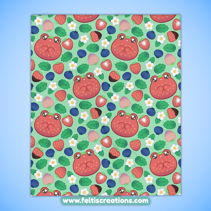 Strawberry Frog Throw Blanket