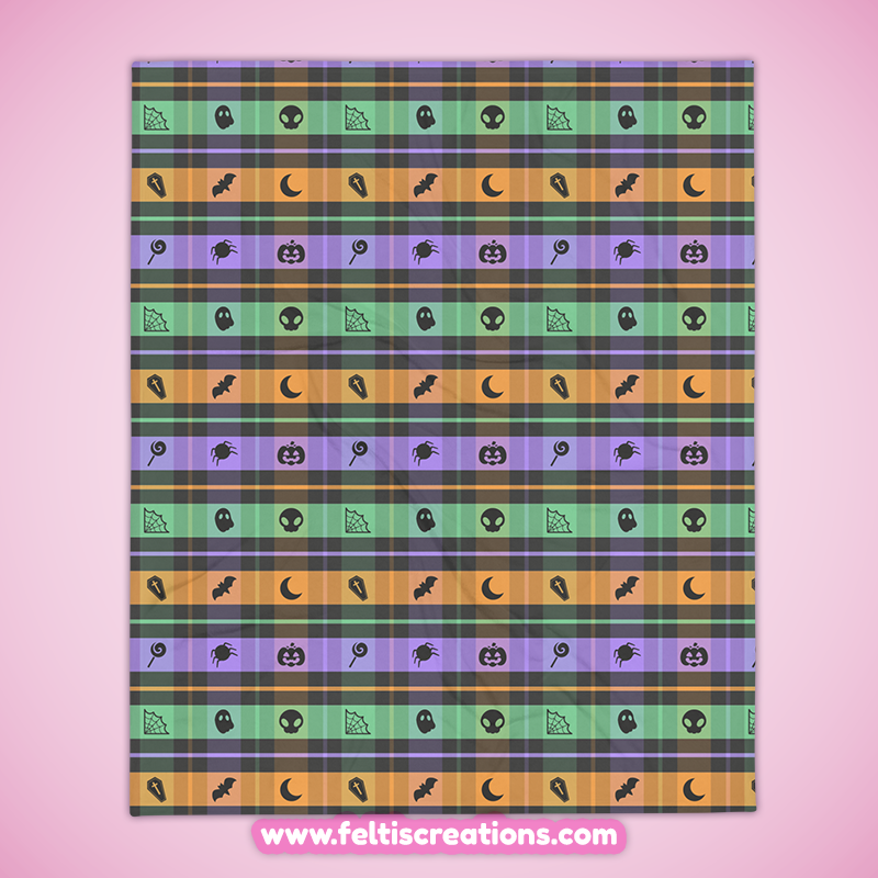 Spooky Buffalo Plaid - Charcoal Throw Blanket