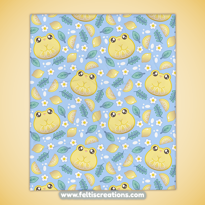 Lemon Frog Throw Blanket