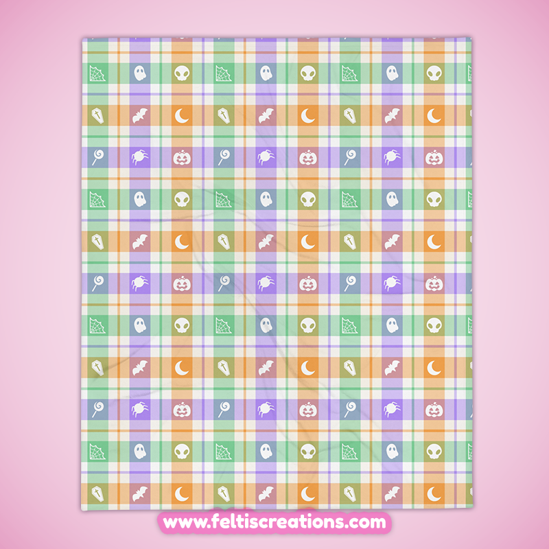 Spooky Buffalo Plaid - White Throw Blanket