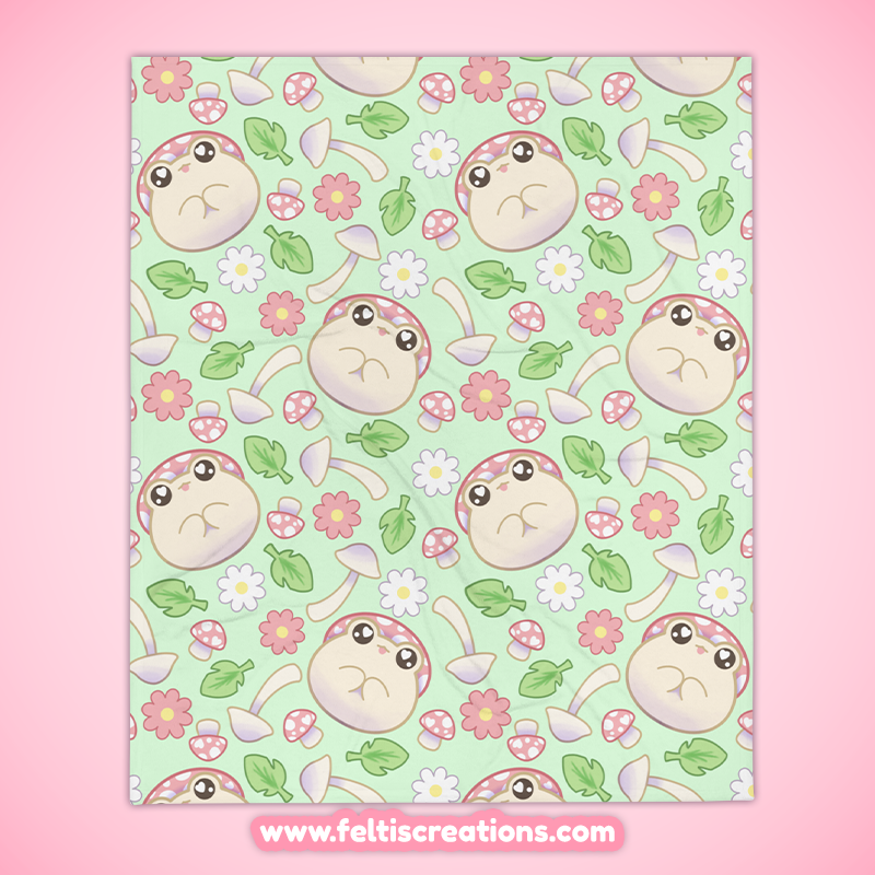 Spring Shroom Frog Throw Blanket