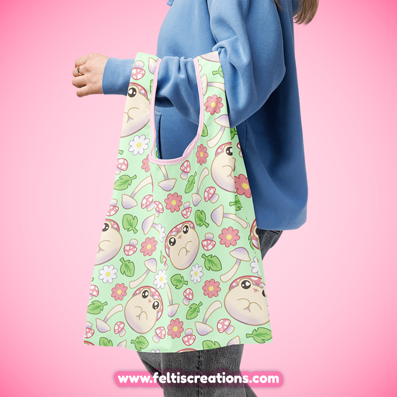 Spring Shroom Frog Shopping Bag