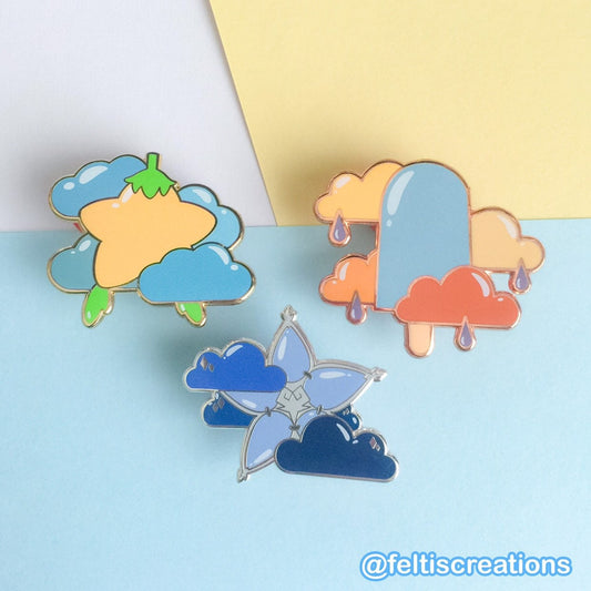 KHs Motif Inspired Enamel Pins: Paopu Fruit, Sea-Salt Ice Cream, Wayfinder
