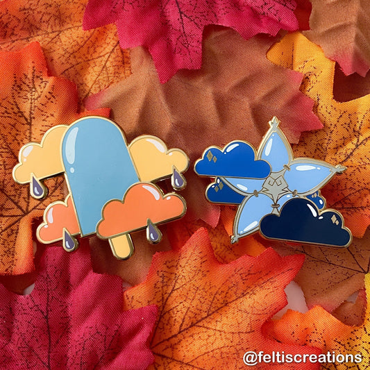 KH Motif Inspired Enamel Pins: Limited Edition - Golden Wayfinder & Sea-Salt Ice Cream