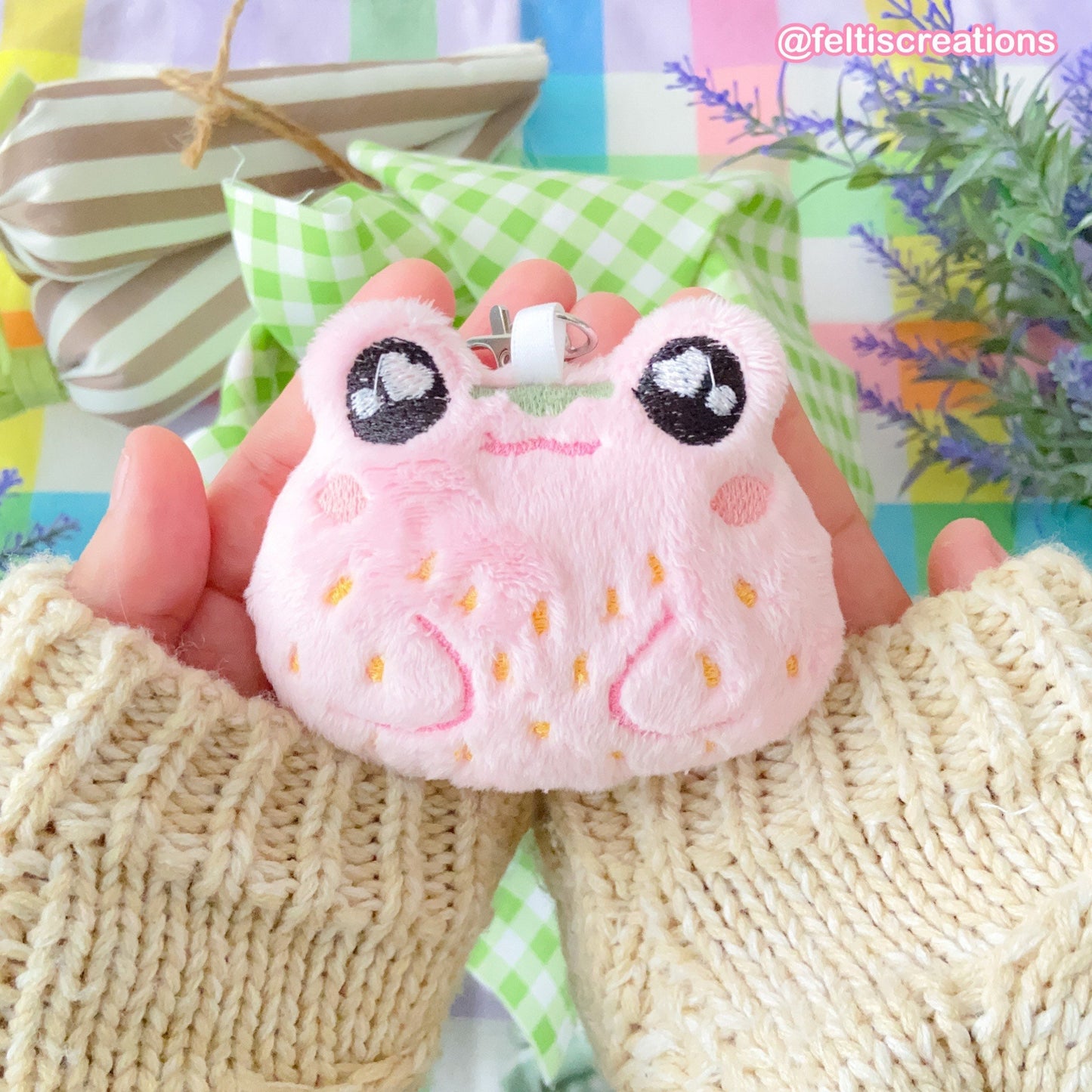 Strawberry Frog Plush Keychain