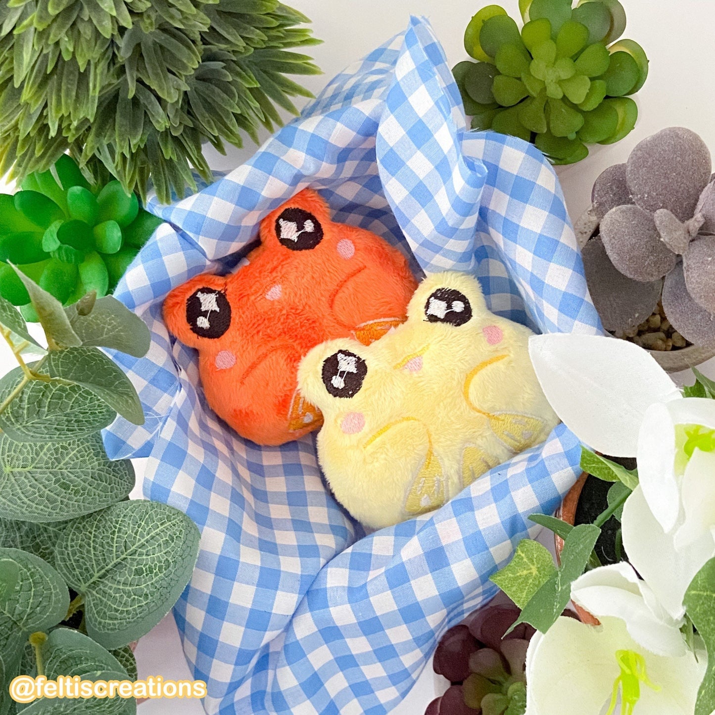 Lemon & Orange Frog Plush Keychain