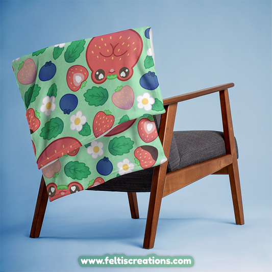 Strawberry Frog Throw Blanket