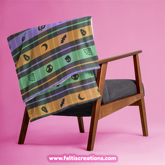 Spooky Buffalo Plaid - Charcoal Throw Blanket