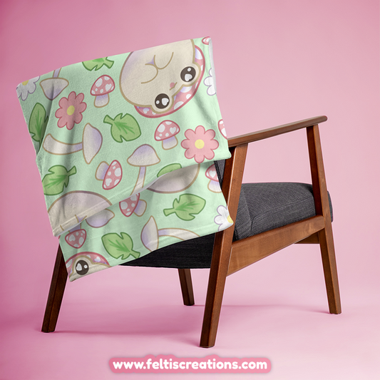 Spring Shroom Frog Throw Blanket