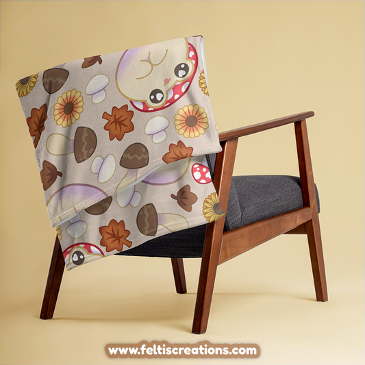 Fall Shroom Frog Throw Blanket