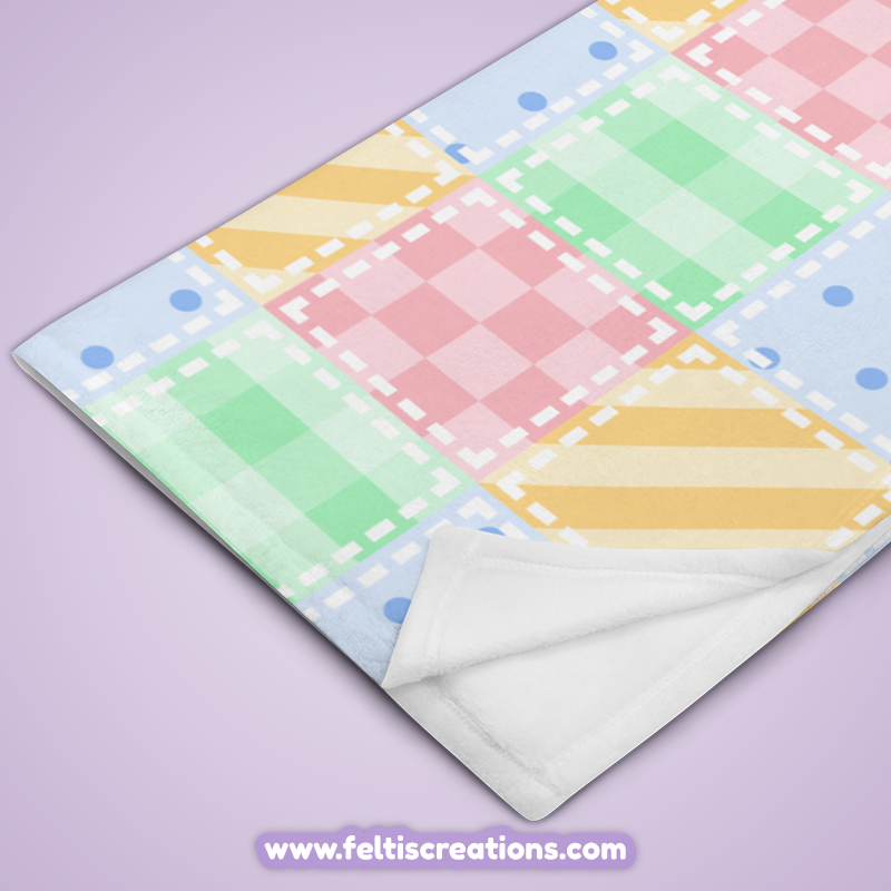 Pastel Patchwork Throw Blanket