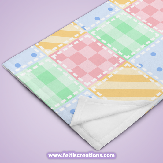 Pastel Patchwork Throw Blanket