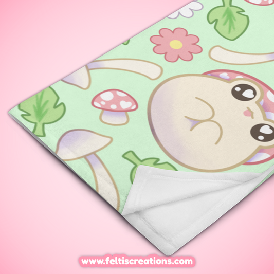 Spring Shroom Frog Throw Blanket