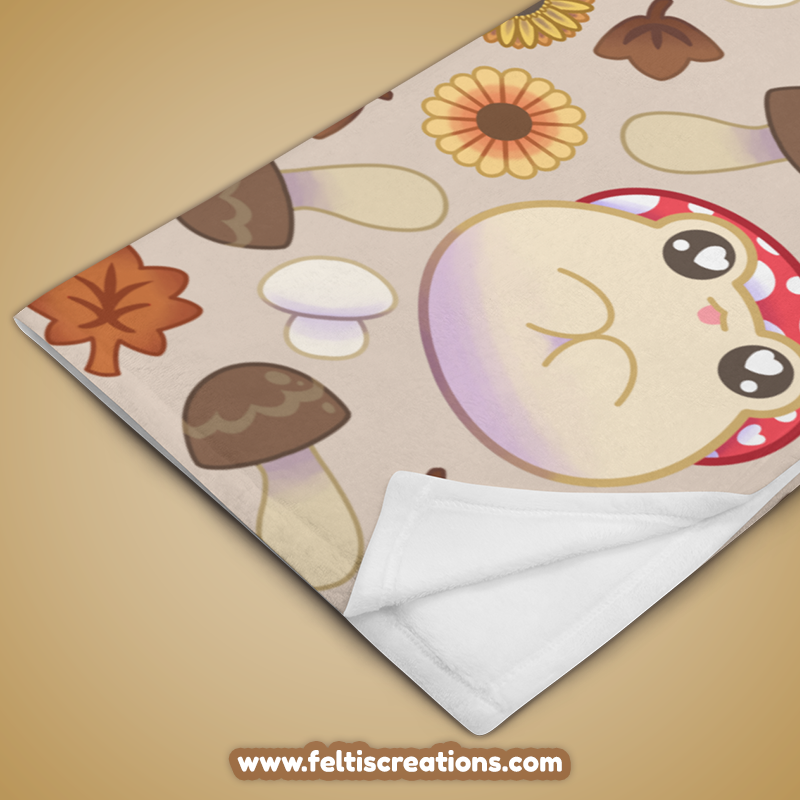 Fall Shroom Frog Throw Blanket