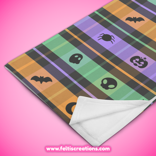 Spooky Buffalo Plaid - Charcoal Throw Blanket