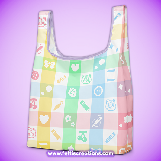 Patches Plaid Shopping Bag