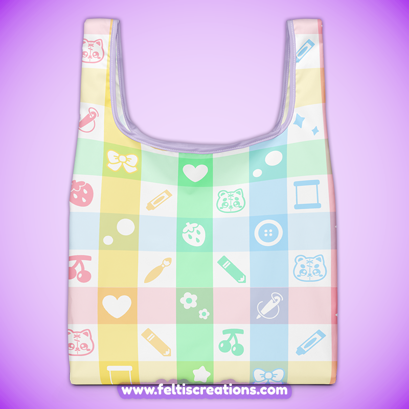 Patches Plaid Shopping Bag