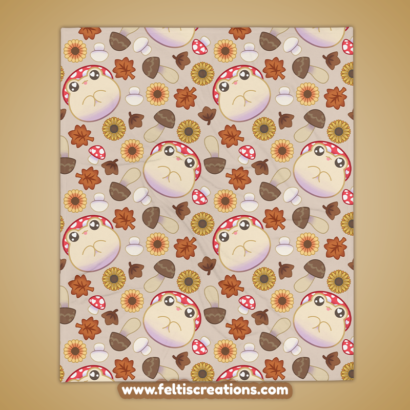 Fall Shroom Frog Throw Blanket