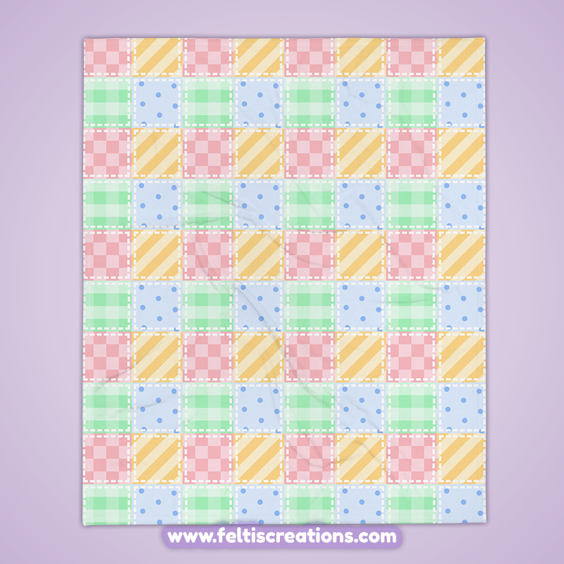 Pastel Patchwork Throw Blanket