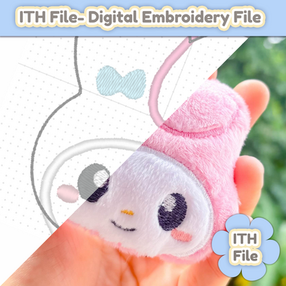 Pink Kawaii Bun ITH -  EMBROIDERY FILE - 4x4