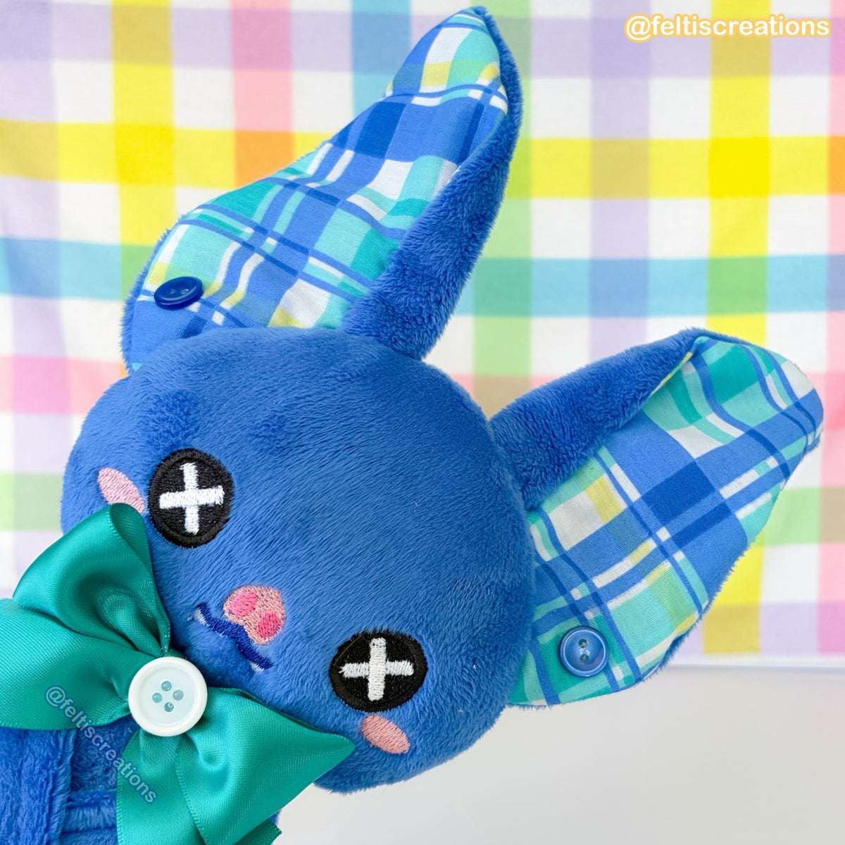 Button Pals Plushies- Blue & Yellow Plaid