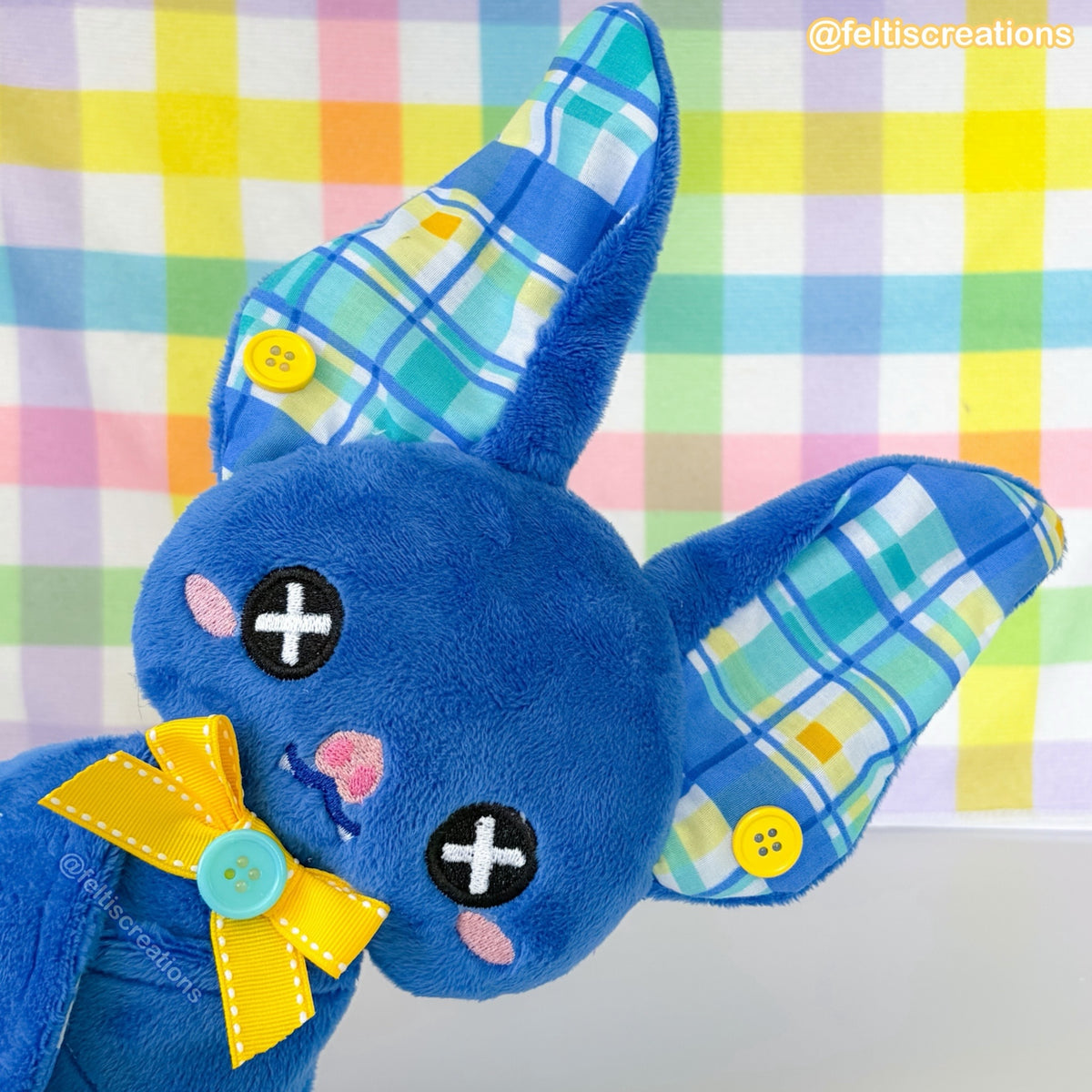 Button Pals Plushies- Blue & Yellow Plaid