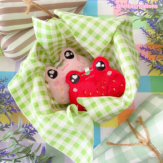 Strawberry Frog Plush Keychain